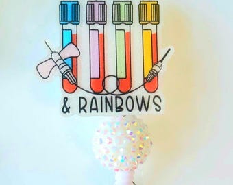 Rainbow Butterflies Badge Reel: Phlebotomist Gift