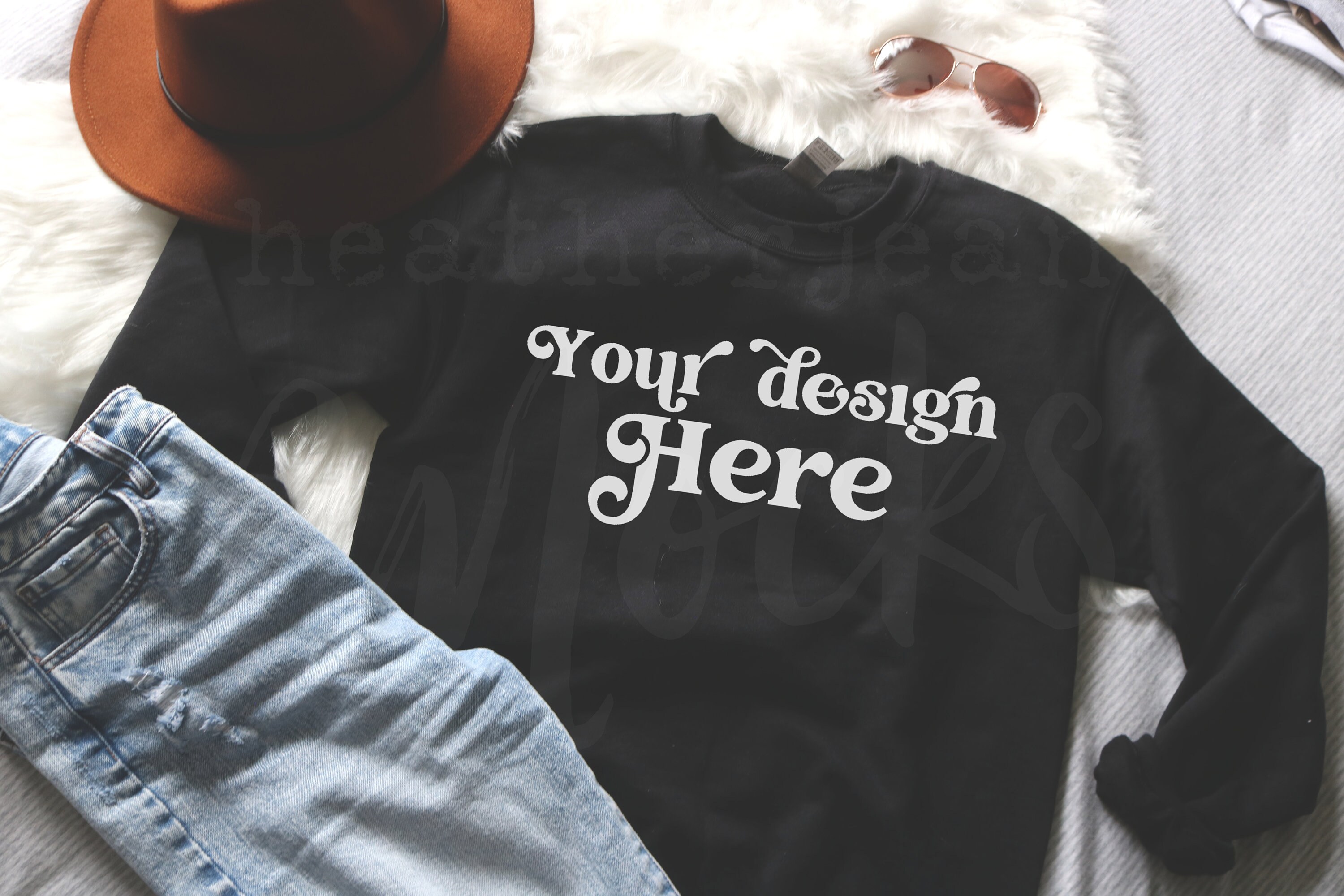 Download Black 18000 Crewneck Sweatshirt Boho Flatlay Mockup Mock-up | Etsy