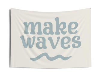 Choose Colors! Make Waves Banner | Fabric Tapestry | Kids Wall Art & Bedroom/Playroom Decor | Surf Theme Nursery