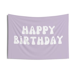 Escolha cores - Feliz aniversário pendurado na parede | Festa de aniversário hippie dos anos 70 | Placa de aniversário