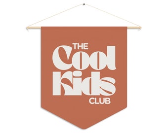 PICK COLORS | The Cool Kids Club | Flag Play Room Decor Playroom Sign | Play All Day Wall Decor | Lets Play Sign Retro Playroom Tapestry