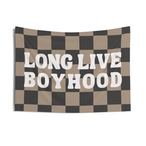 PICK COLORS | Custom Checkered Banner | Long Live Boyhood Wall Hanging | Boy room wall decor |