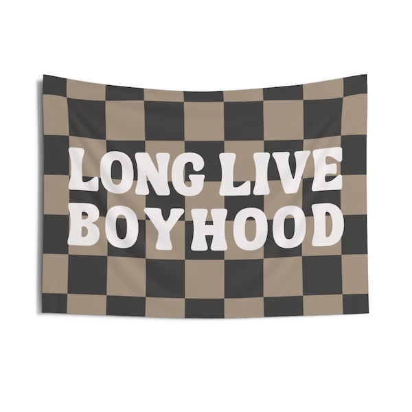 PICK COLORS | Custom Checkered Banner | Long Live Boyhood Wall Hanging | Boy room wall decor |
