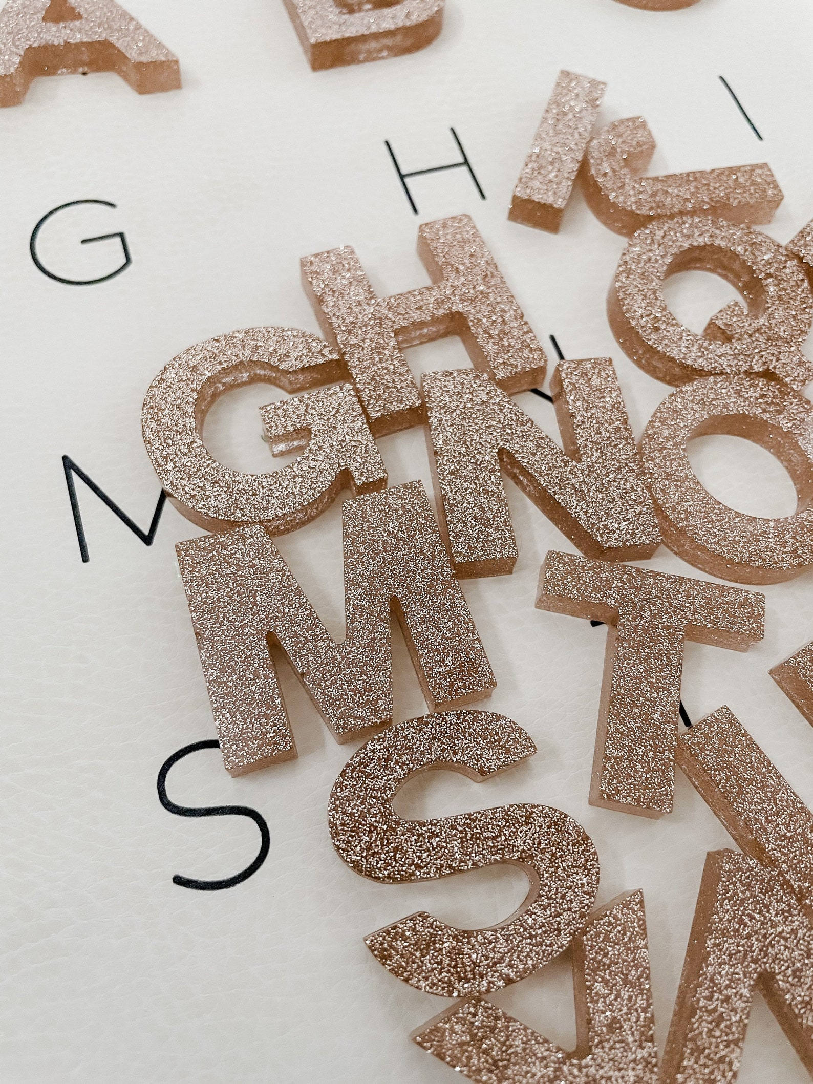 Gold Glitter Handmade Epoxy Resin Alphabet Letters Set for Etsy