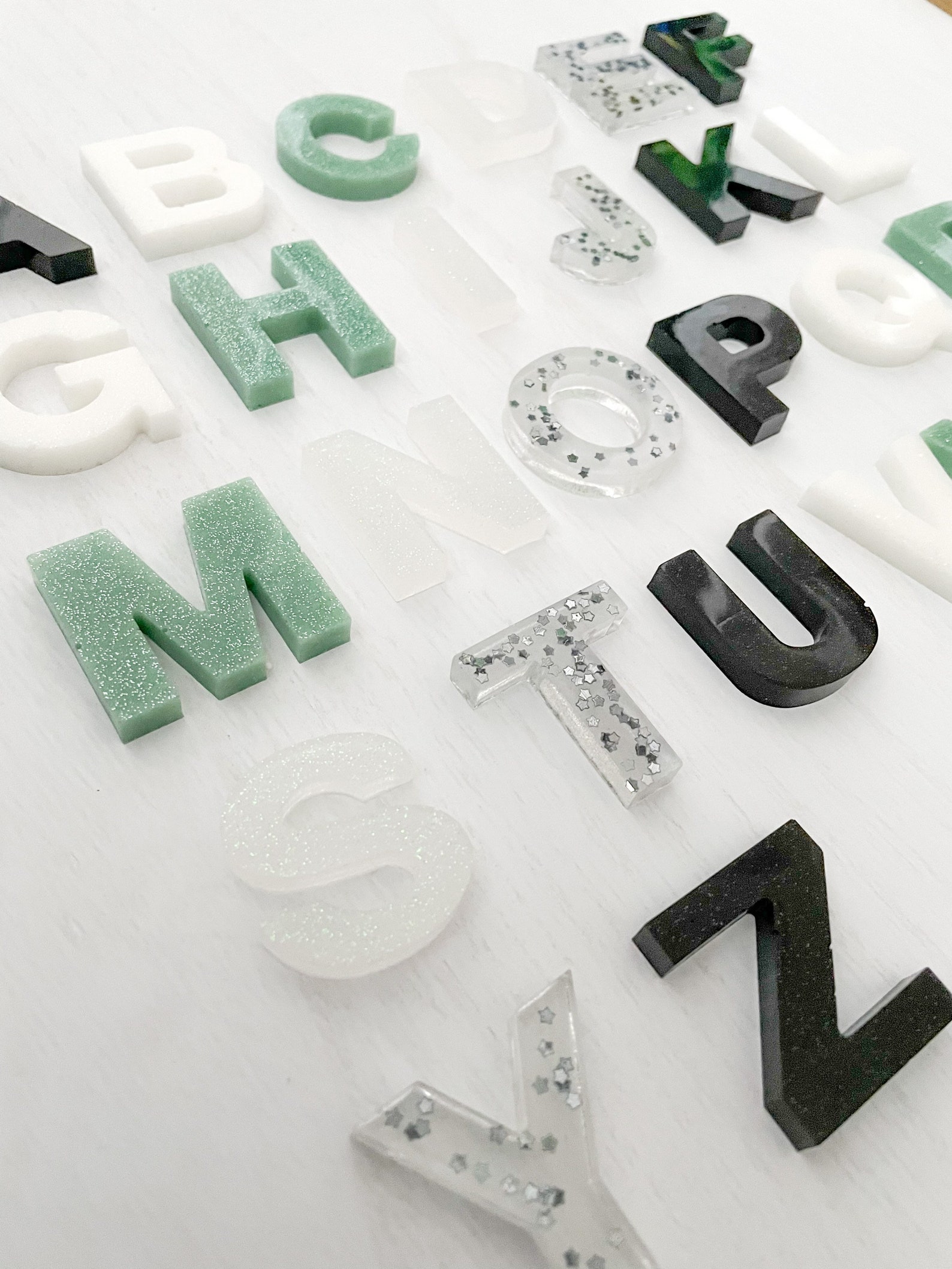 Handmade Epoxy Resin Alphabet Letters Set for Sensory Play and Etsy
