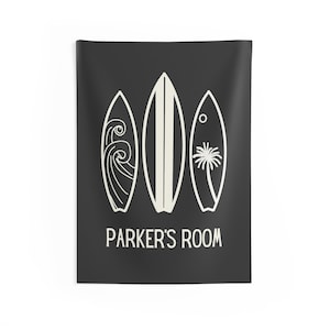 Customizable Surfboard Wall Hanging | Surf theme room | Personalized Tapestry | Kids Nursery Decor | Beach Airbnb | Minimalistic Beach Decor