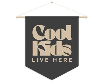 The Cool Kids Live Here | Flag Play Room Decor Playroom Sign | Play All Day Wall Decor | Lets Play Sign Retro Playroom Tapestry Play Room