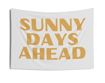 Colgante de pared con días soleados por delante / Decoración de guardería de playa / Bandera de pared de Airbnb con diseño de surf / Tapiz de guardería de playa bohemio / Colgante de pared de lona de playa