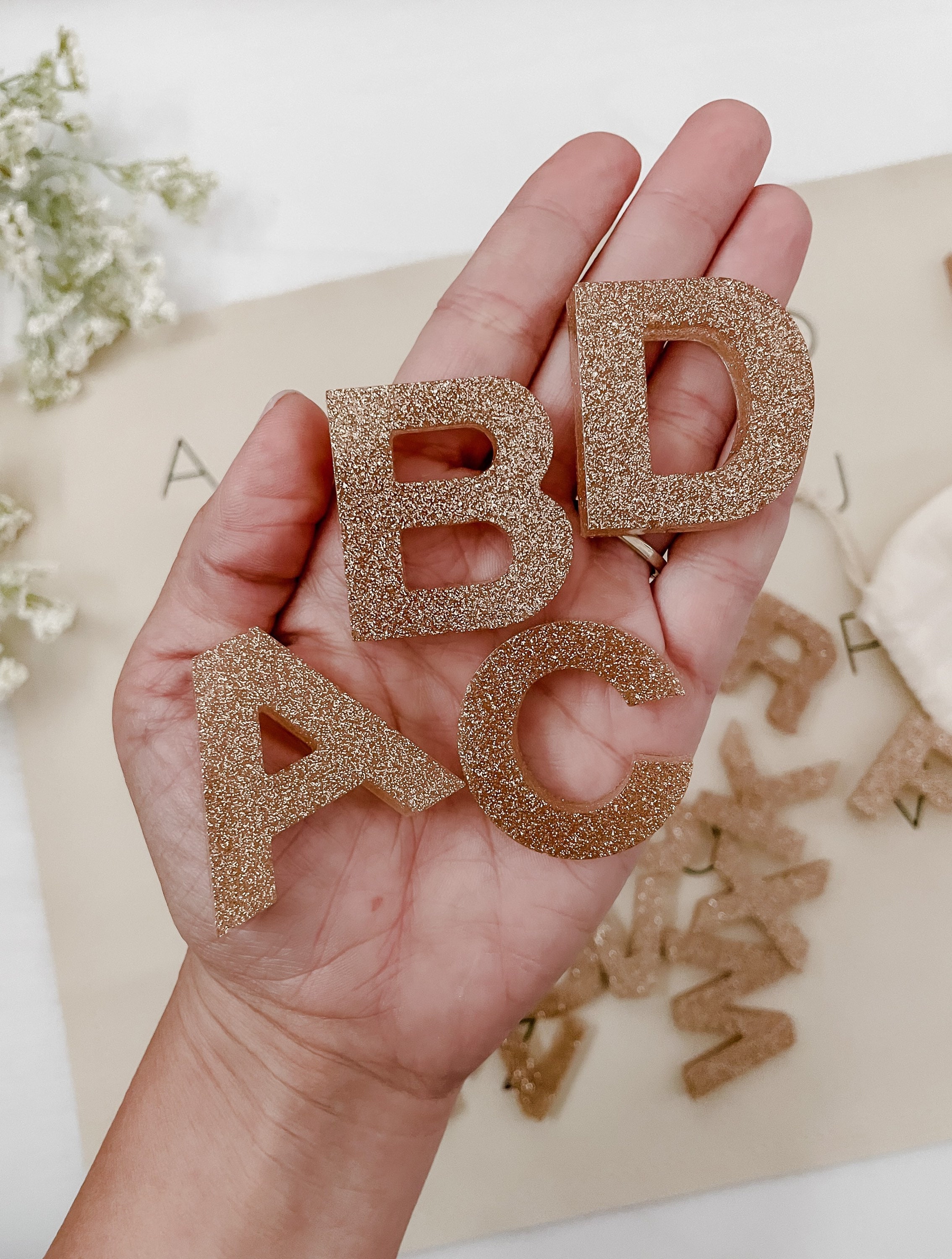 Gold Glitter Handmade Epoxy Resin Alphabet Letters Set for Etsy Australia