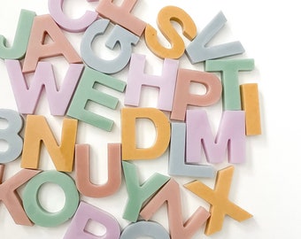 Muted Rainbow - Handmade Epoxy Resin Alphabet Letters Set for Sensory Play and Homeschool Learning Tools