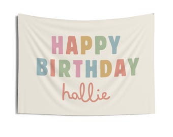 Custom Name Happy Birthday Banner | Custom Birthday Party Backdrop, Fun & Festive Birthday Decor, Reusable Celebration Banner