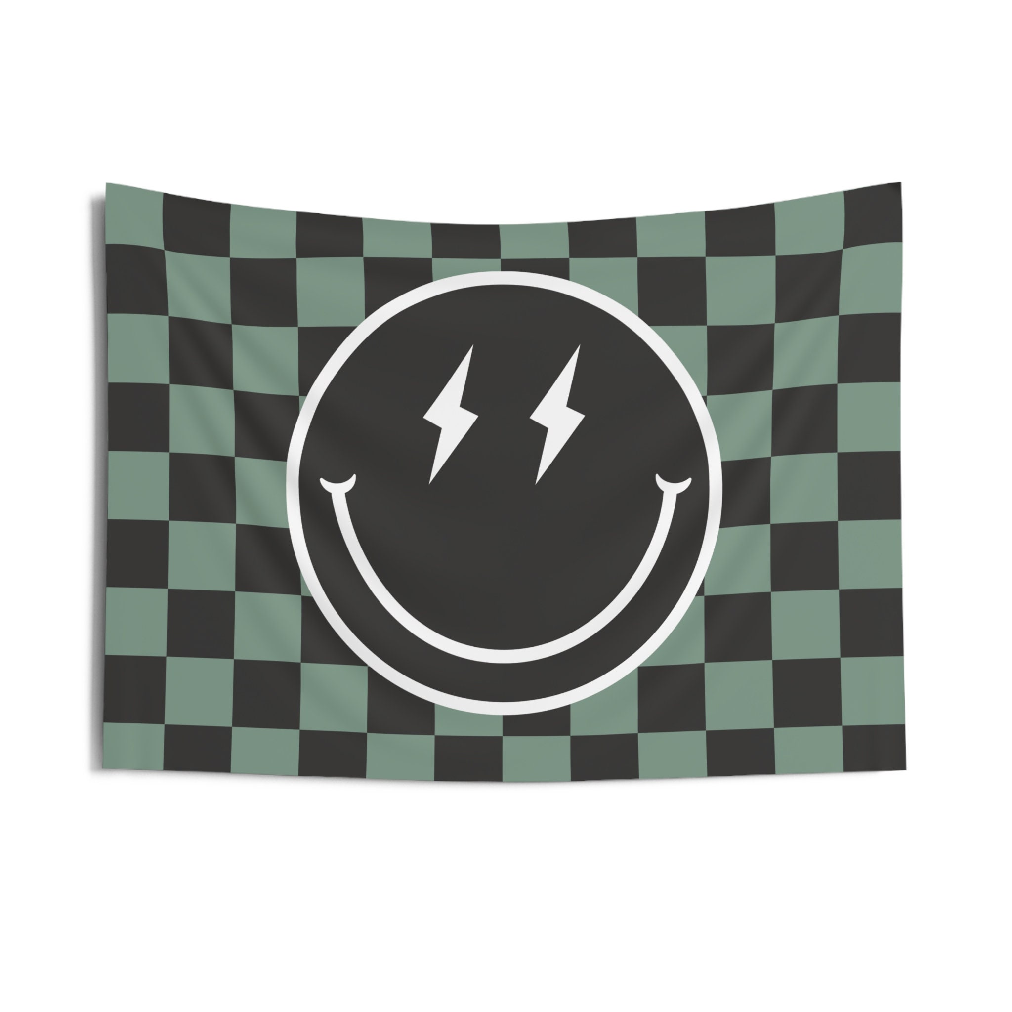 PICK COLORS! Checkered Smiley Banner | Smiley Face Sign | Smiley Wall Art | Boys Bedroom Decor | Cool Kids Wall Sign