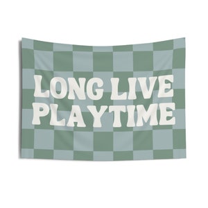 PICK COLORS | Custom Checkered Banner | Long Live Playtime Wall Hanging | Boy room wall decor | Playroom Sign | Playroom Wall Flag