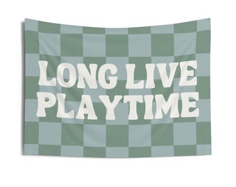 PICK COLORS | Custom Checkered Banner | Long Live Playtime Wall Hanging | Boy room wall decor | Playroom Sign | Playroom Wall Flag