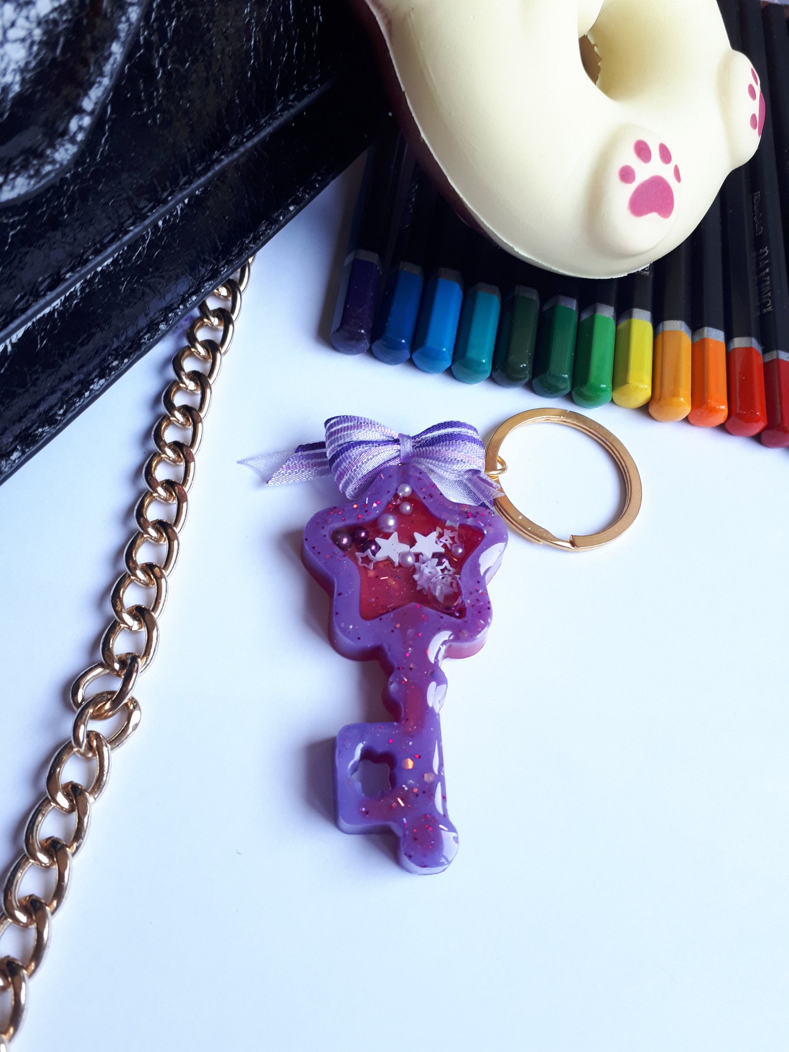 Resin shaker keychain handmade keyring Etsy