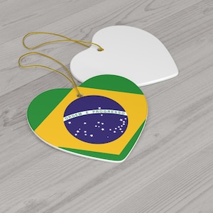 Brazil Flag Ceramic Ornaments | Brazilian Brasil Christmas Tree Gift for