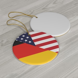 German American Flag Ceramic Ornaments | Germany USA Holiday Christmas Tree Gift for