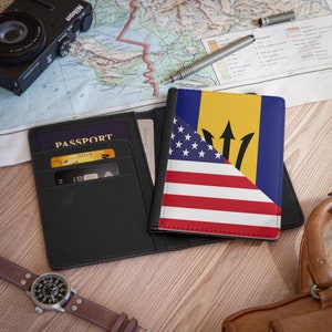 Bajan American Passport Cover | Barbados USA Travel Gift for
