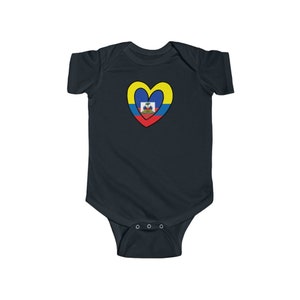 Baby Colombian Haitian Flag Inner Heart Bodysuit | Unisex Colombia Haiti Gift for Haitian Gift for