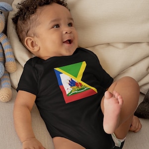 Haitian Jamaican Flag Baby Bodysuit | Half Haiti Jamaica Boy Girl Gift for Haitian Gift for