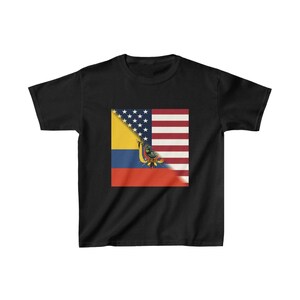 Kids Ecuadorian American Flag | Half Ecuador USA  T-Shirt | Unisex Tee Shirt