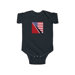 Trinidadian American Flag Baby Bodysuit | Trinidad USA Trini Newborn Girl Boy Gift for