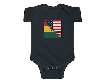 Ghana-America Flag Baby Bodysuit | USA Ghanaian African Clothes Gift for