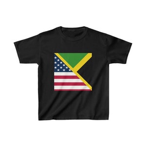 Kids Jamaican American Flag | Jamaica United States T-Shirt | Unisex Tee Shirt Gift for