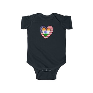 Baby India American Asian Flag Inner Heart Bodysuit | Unisex Indian Gift for