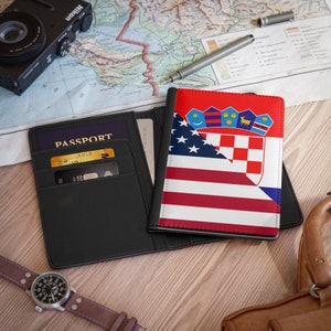 Croatian American Passport Cover | Croatia USA Travel Gift for