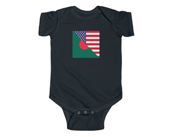 Bangladesh American Flag Baby Bodysuit | Unisex Bangladeshi USA Newborn Boy Girl Gift for