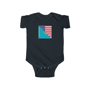Kazakhstan American Flag Baby Bodysuit | Kazakhs Newborn Girl Boy Gift for