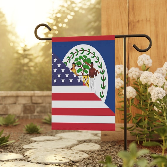 Gartenflagge Belize (30,5 X 45,7 Cm) – Nationalflagge Mit Wappen, Aus Polyester, Einseitig Bedruckt