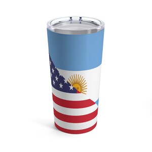Argentina American Flag Argentinian USA Half Tumbler 20oz Gift for