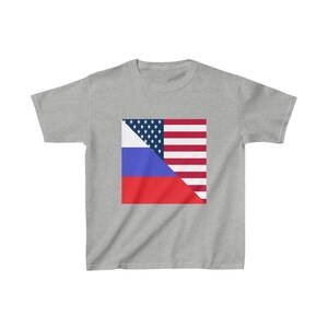 Kids Russian American Flag Half Russia USA T-Shirt | Unisex Tee Shirt Gift for