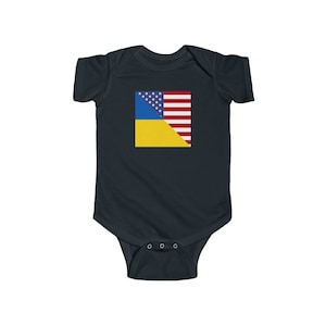 Ukraine America Flag Baby Bodysuit | USA Ukrainian Clothing Gift for