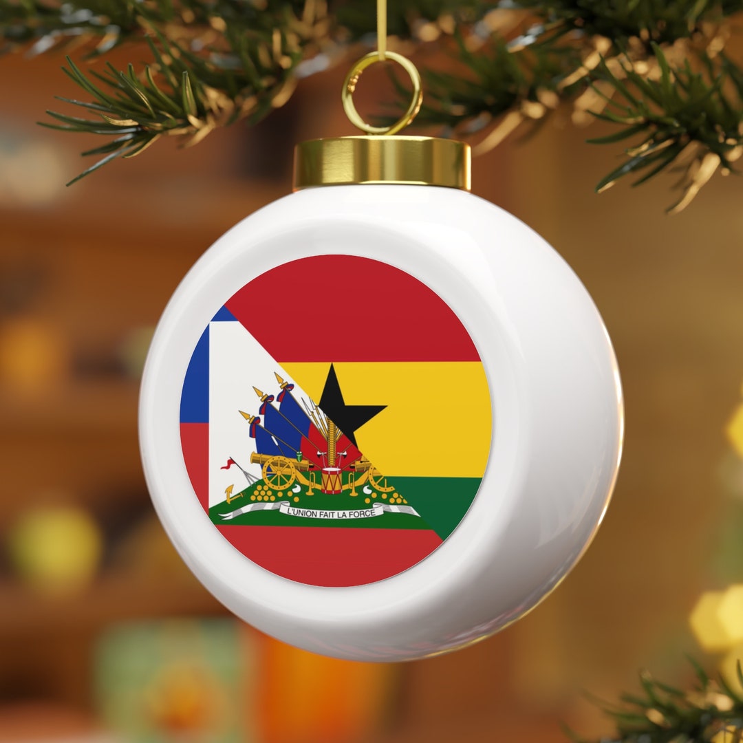 Haitian Ghanaian Flag Half Haiti Ghana Christmas Tree Ball Ornament