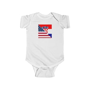Croatian American Flag Baby Bodysuit | Unisex Half Croatia USA Gift for