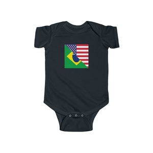 Brazilian American Flag Baby Bodysuit | Brazil USA Newborn Boy Girl Gift for