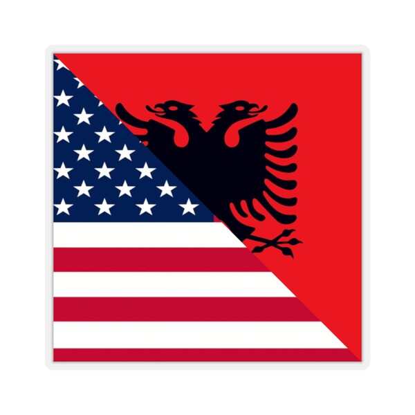 Albania America Flag Sticker | USA Albanian Gift for