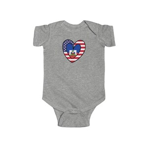 Baby American Haitian Flag Inner Heart Bodysuit | Unisex USA Haiti Gift for Haitian Gift for