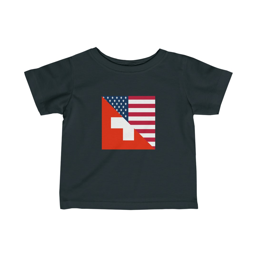 Infant Swiss American Flag Switzerland USA Toddler Tee Shirt Etsy