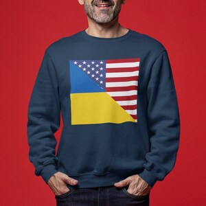 Ukrainian-American Flag Crewneck Sweatshirt | Ukraine USA Gift for