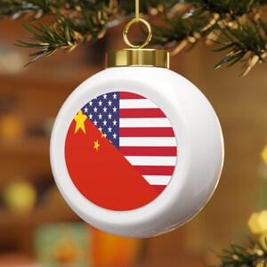 Chinese American Flag China USA Christmas Tree Ball Ornament Gift for