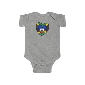 Baby Jamaican Haitian Flag Inner Heart Bodysuit | Unisex Jamaica Haiti Gift for Haitian Gift for