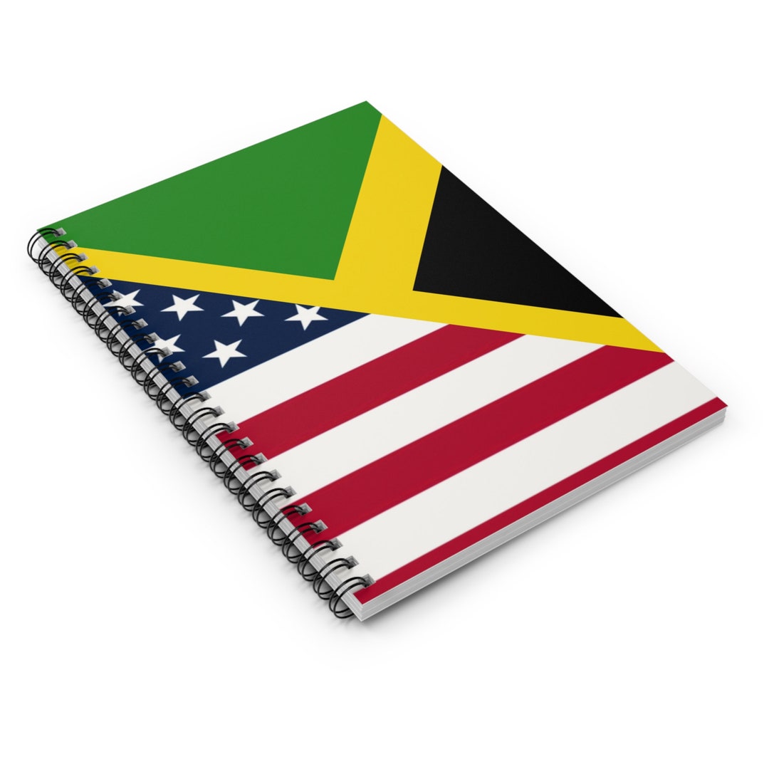Jamaican American Flag Jamaica USA Spiral Notebook Ruled Line Etsy