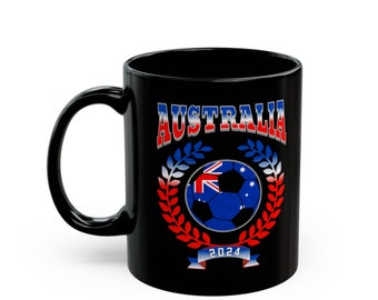 Australia 2024 Soccer Football Championship Games Australian Team 11 oz Black Mug