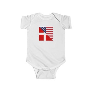 Denmark American Flag Baby Bodysuit | Danes Danish Baby Girl Boy Gift for