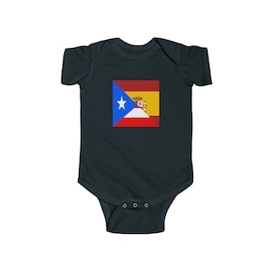 Puerto Rican Spanish Flag Baby Bodysuit | Spain Boricua Baby Girl Boy Gift for
