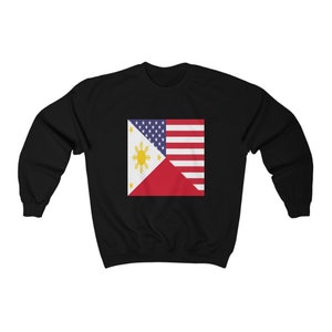Philippines American Flag Sweatshirt | Unisex Pinoy Pullover Filipino Apparel Gift for